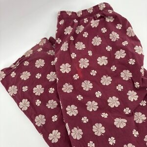 Lucky Brand Men's XL Pajama Lounge Pants‎ Maroon Beige Clover Print Drawstring